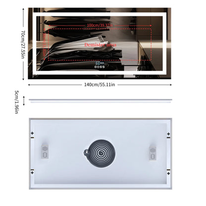 LUVODI Bluetooth LED Bathroom Mirror – Large Anti-Fog Lighted Vanity Mirror with 3-Color Modes