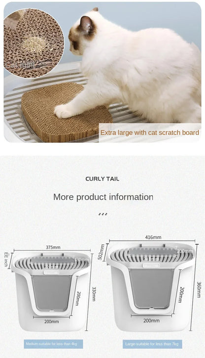 High-Value Super Large Cat Litter Box – Multi-Directional Access Cat Toilet with Lift Cover and Easy-Clean Design