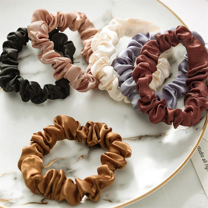 6PCS Elegant Hair Scrunchies – Minimalist Silk Hair Ties for Ponytails, Solid Color Elastic Hair Accessories