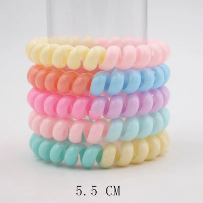5Pcs Matte Spiral Hair Bands - Fashion Telephone Wire Elastic Hair Ties Stretchable Cord Rubber Bands for Women & Girls