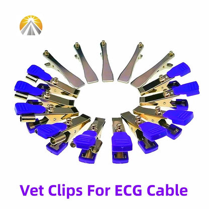 Multi-Function Veterinary ECG Clips — EKG Electrodes for Animals with DIN 3.0, Banana 4.0, or Snap 4.0 Cable Compatibility