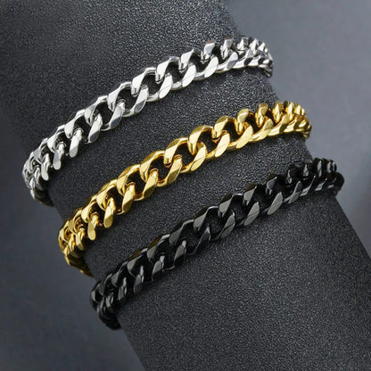 Fashion Stainless Steel Curb Cuban Chain Bracelet | Unisex Couples Jewelry | Wrist Hand Accessory for Men & Women | Party Gift