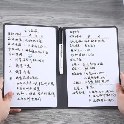A5 Reusable Whiteboard Notebook Set - Includes Pen, Erasing Cloth, Leather Memo Pad, and Weekly Planner - Portable & Stylish Office Organizer