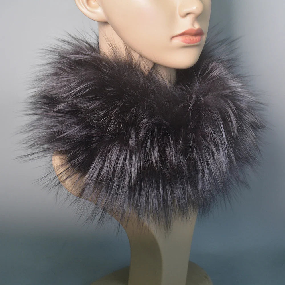 2025 Real Fox Fur Scarf and Headband – Luxury Winter Neck Warmer for Women, 100% Natural Fur, Elastic Ring Muffler