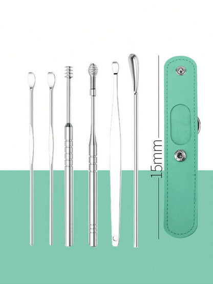 Stainless Steel Ear Cleaning Tool Kit – Ear Pick & Earwax Remover with Storage Bag