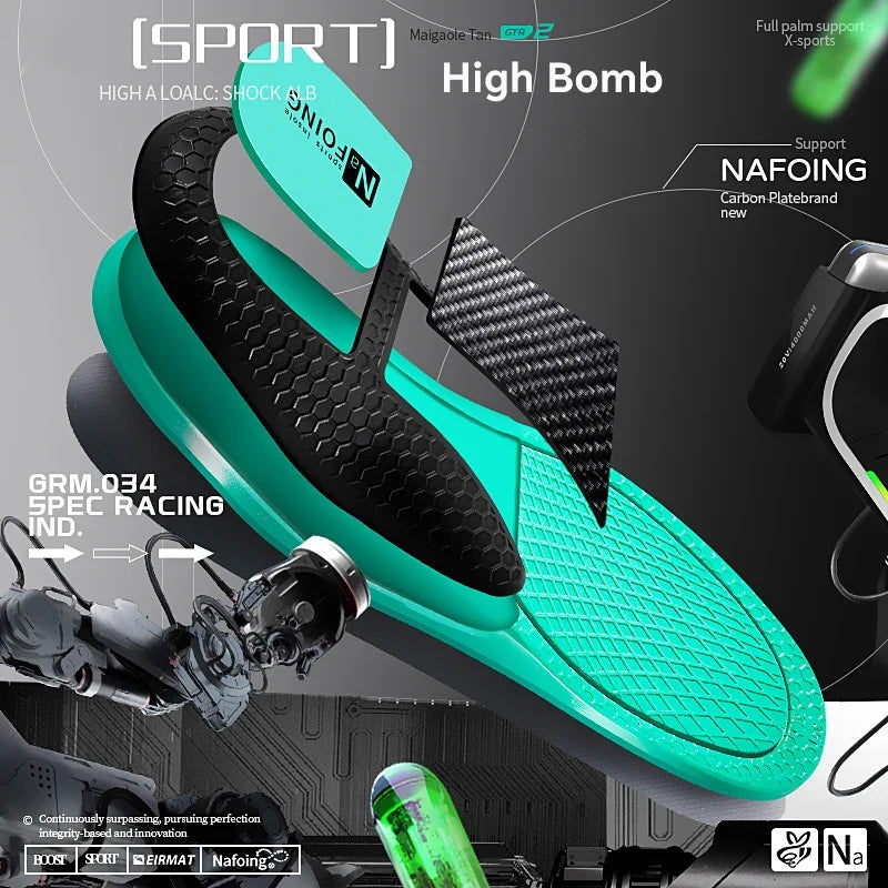 Carbon Plate Arch Support Insoles - Breathable Shock-Absorbing Sport Shoe Inserts for Running & Outdoor Activities