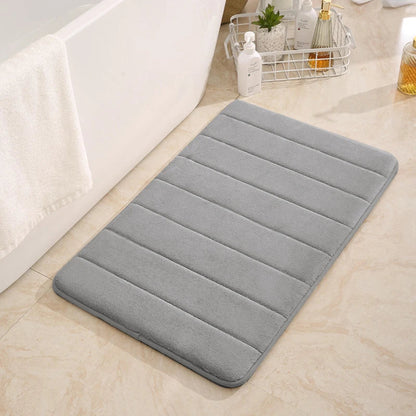 Coral Velvet Bathroom Mat - Anti-Skid Absorbent Toilet & Bathtub Floor Mat, Entrance Rug