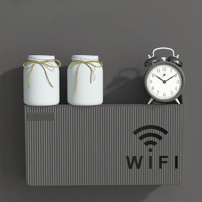 Wall-Mounted Wireless WIFI Router Shelf - ABS Plastic Storage Box, Cable Power Bracket Organizer for Living Room