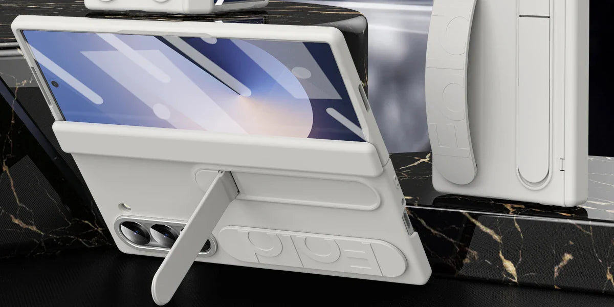 Original Silicone Grip Phone Case for Samsung Galaxy Z Fold 4-7 – Stand & Hinge Protective Cover with Glass Film