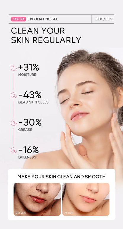 Sakura Exfoliating Peeling Gel — Moisturizing Nourishing Facial Scrub Cream for Skin Care, 30g/50g