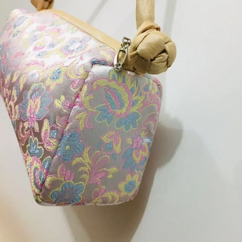 Luxury Silk Embroidered Women’s Handbag – Fashion Elegant Tote Clutch, Handmade Cosplay Style Evening Purse