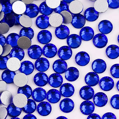 Glass Crystal Flatback Rhinestones Set SS6–SS30 – Non-Hotfix Round Glue-On Gems for Nail Art, DIY Crafts & Jewelry Decoration