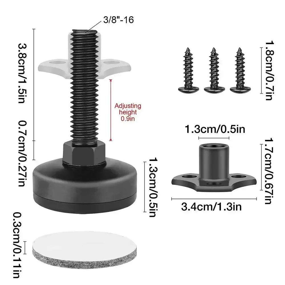 4PCS Adjustable Heavy-Duty Leveling Feet | Steel Triangle Furniture Legs for Sofas & Multi-Spec Use