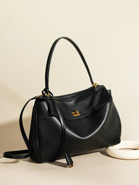 New Rodeobag Leather Kelly Bag — Women’s Large Capacity Fashion Handbag with Advanced Lock, High-End Underarm Bag