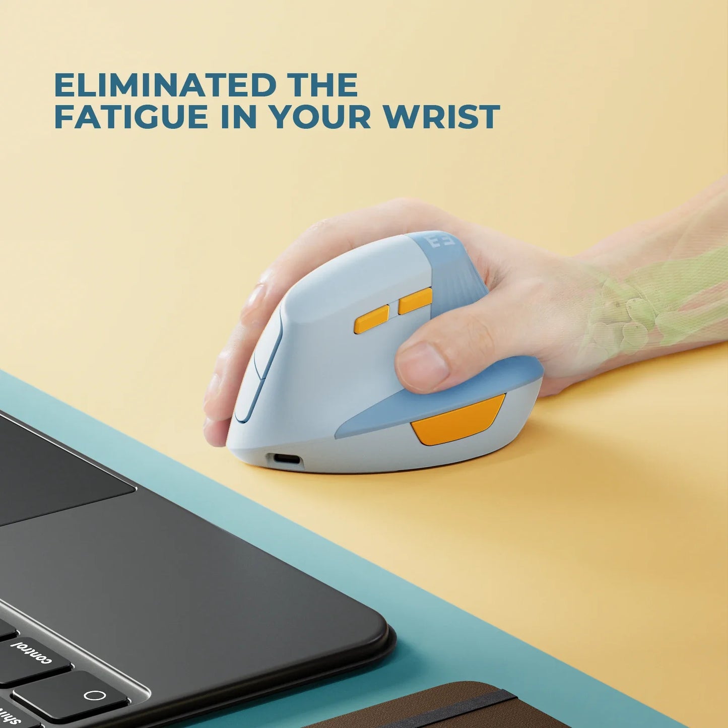 Seenda Vertical Wireless Mouse - Rechargeable Type C Ergonomic USB & Type C Mice for Laptop, PC, MacBook, Windows, Android