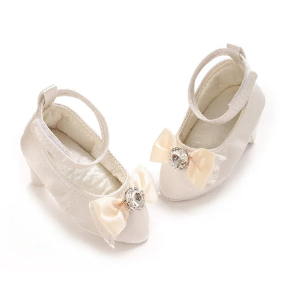 Newborn Baby Girl Princess Heels - Bow Party Crib Shoes for 0–5 Months