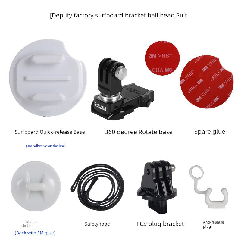GoPro 13/12/11 Original Surfboard Base Bracket — Kayak & Paddleboard Mount for Insta360 Action 4 Accessories
