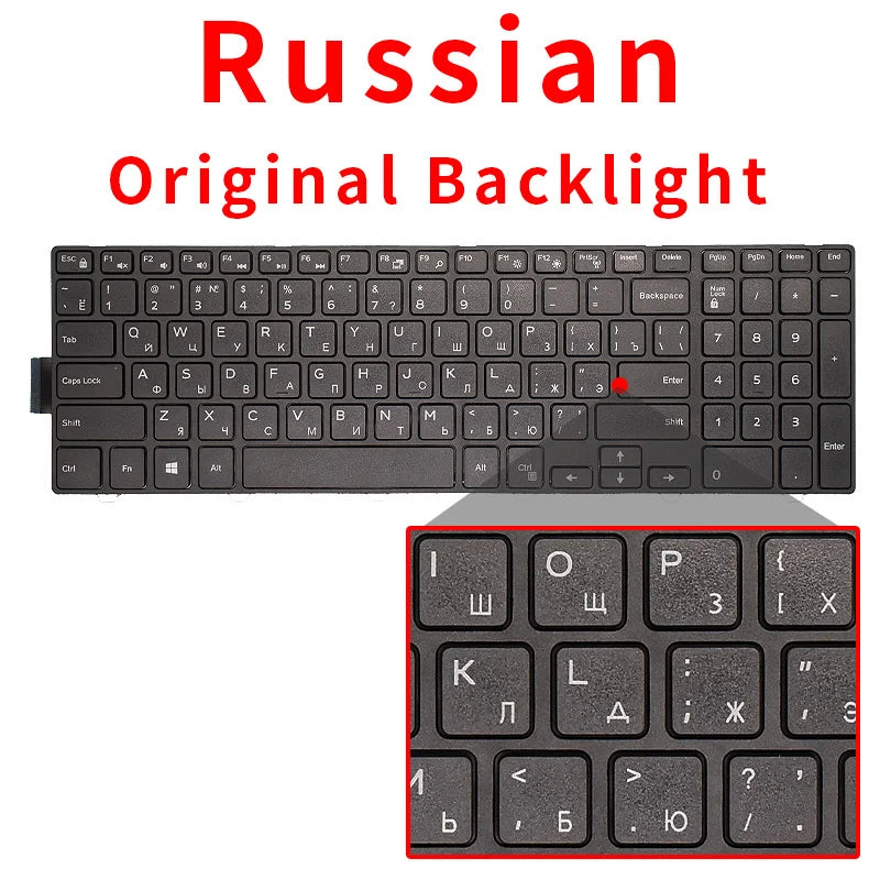 Dell Inspiron 15 Keyboard Replacement – BR/SP/US Russian Layout Backlit Keyboard for 3567 5577 5555 5557 5559 3543 5547 5549 5548 P39F P51F