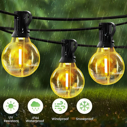 Solar G40 Outdoor String Lights with Remote – Shatterproof LED Globe Bulbs, IP65 Waterproof Patio & Garden Decor Lighting
