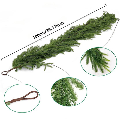 Artificial Norfolk Pine Christmas Wreath – Fake Green Garland for Front Door, Walls, Porches, Home & Xmas Decoration