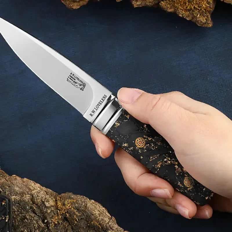 M390 High-Hardness Survival Knife – Nordic Small Straight Mirror-Finish Collector Knife, Camping & Outdoor Fruit Knife