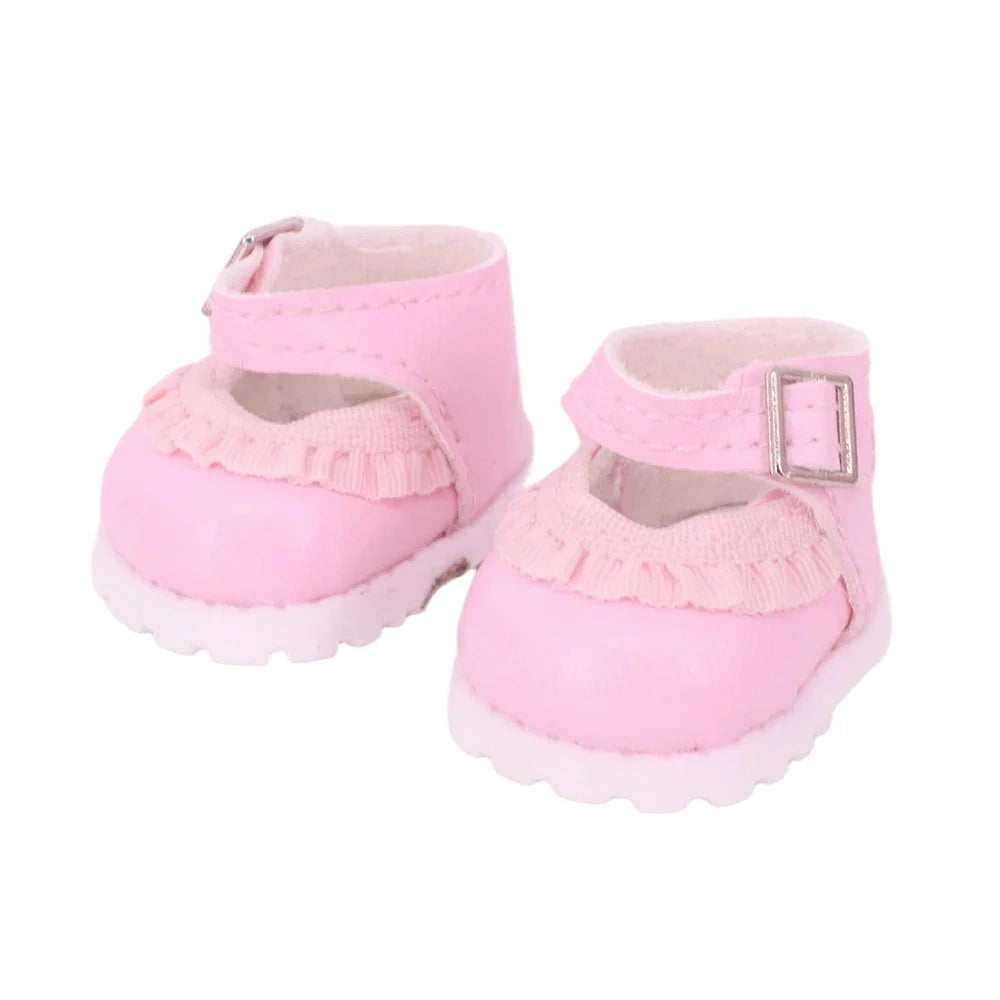 3.8cm Doll Shoes for 17cm Labubu Doll — Solid Color Lace-Up Canvas PU Shoes, Doll Clothing Accessories & Girl’s Toy Gift