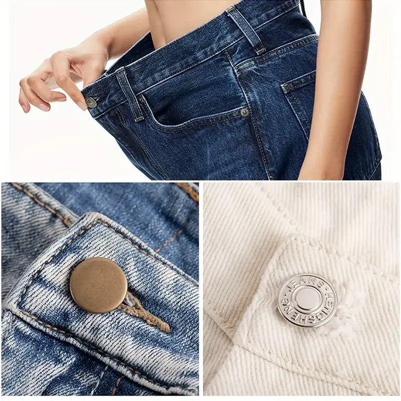 10PCS Adjustable No-Sew Bronze Jeans Buttons – Durable Metal Snap Fasteners for Pants & Denim Repair