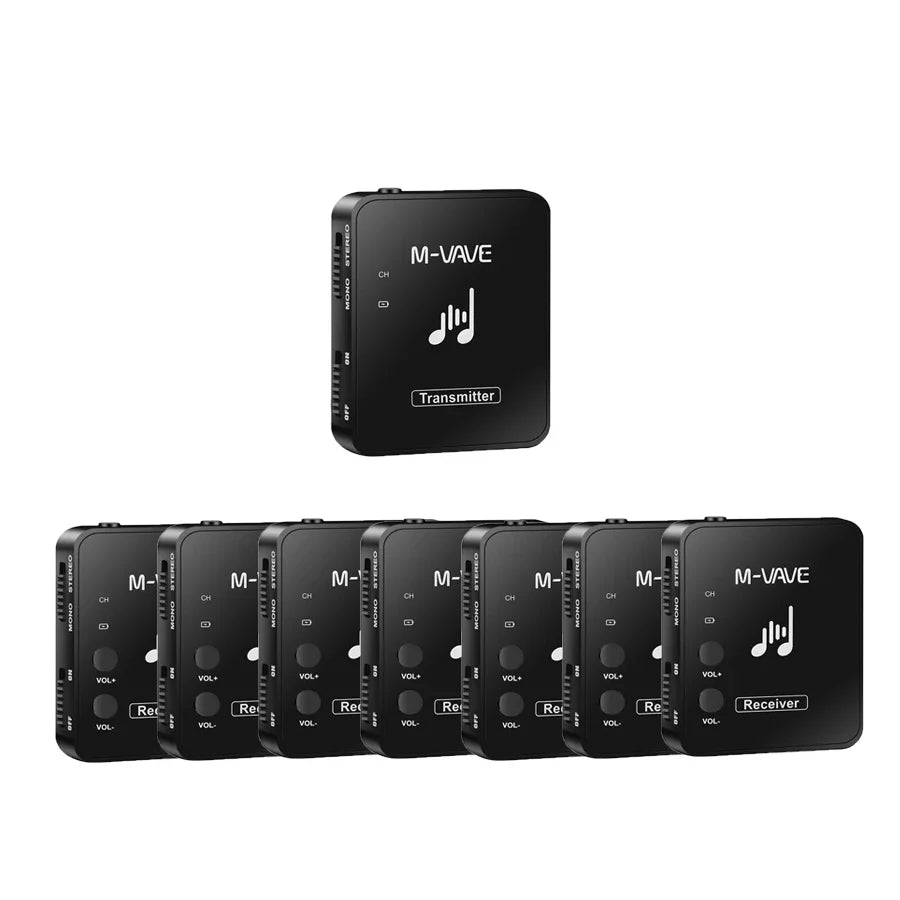 M-vave WP-10 2.4G Wireless Earphone Monitor – Rechargeable Transmitter & Receiver with Volume Button, Supports Stereo & Mono Cuvave