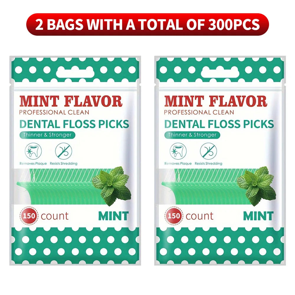 50/150/300PCS Mint & Original Dental Floss Picks – Interdental Cleaning Tools in Two Styles
