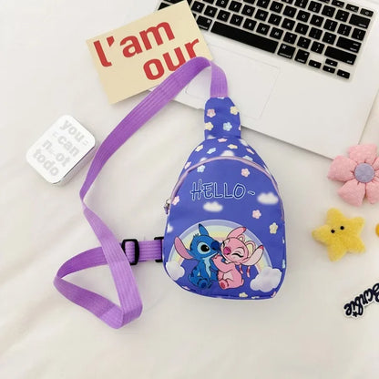 Stitch & Angel Sling Chest Bag – Cartoon Anime Crossbody Shoulder Bag with Coin Purse for Daily Travel