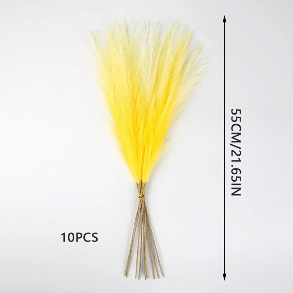 10PCS Artificial Pampas Grass – Fake Reed Flowers for DIY Floral Arrangements, Table Decor, Weddings & Home Christmas Decoration
