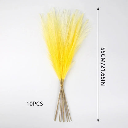 10PCS Artificial Pampas Grass – Fake Reed Flowers for DIY Floral Arrangements, Table Decor, Weddings & Home Christmas Decoration