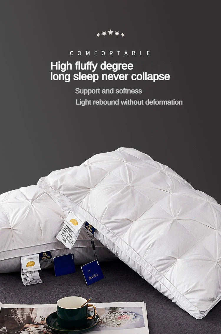 95% Goose Down Pillow – White Cotton Cover, Rectangle, Low-Mid-High Firmness for 5-Star Hotel Sleep