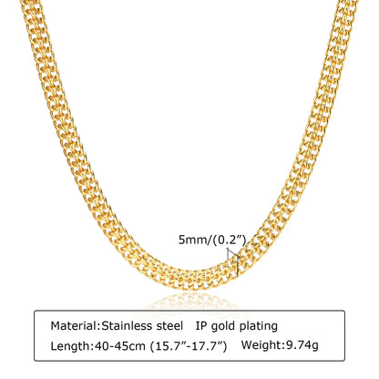 Chunky Gold-Plated Link Necklace — Stainless Steel Oval Chain Choker for Women, Minimalist Jewelry