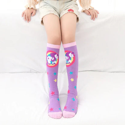 Cute Cartoon Animal Knee-High Socks for Babies & Kids – Warm Cotton Ankle & Over-Knee Socks for Girls
