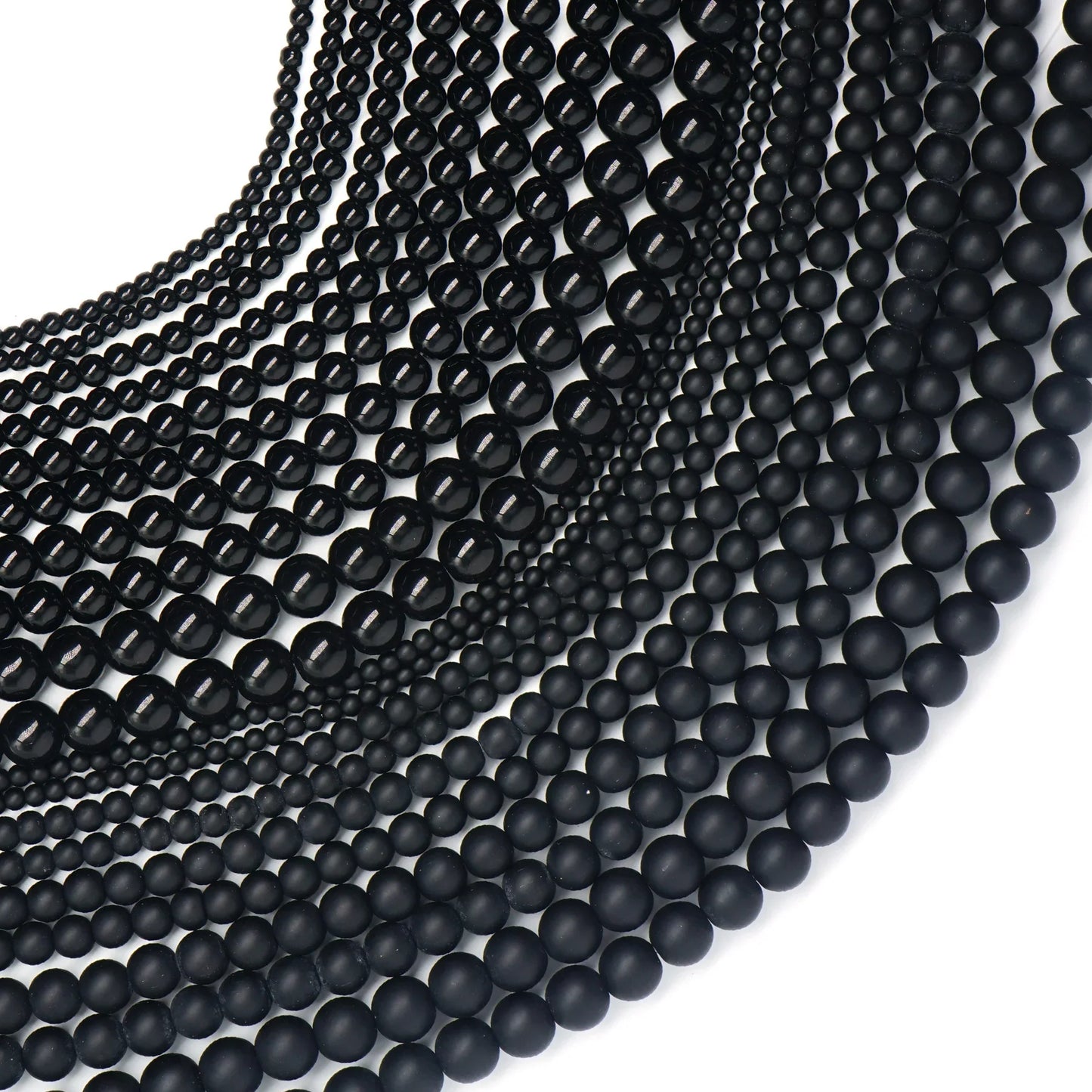 Natural Black Agate Beads – Round Frosted Stone Spacer Beads for DIY Jewelry, Bracelets & Necklace Accessories