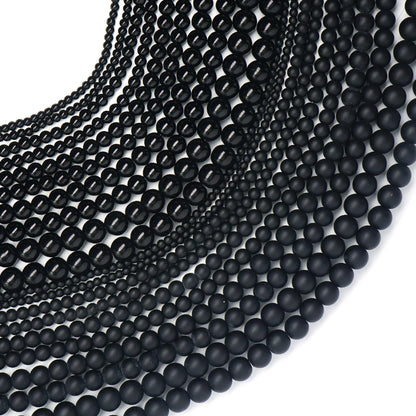 Natural Black Agate Beads – Round Frosted Stone Spacer Beads for DIY Jewelry, Bracelets & Necklace Accessories
