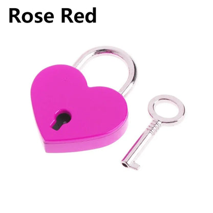 30x39mm Antique Heart-Shaped Padlock – Vintage Pink Romantic Key Lock for Diaries, Weddings, and Jewelry