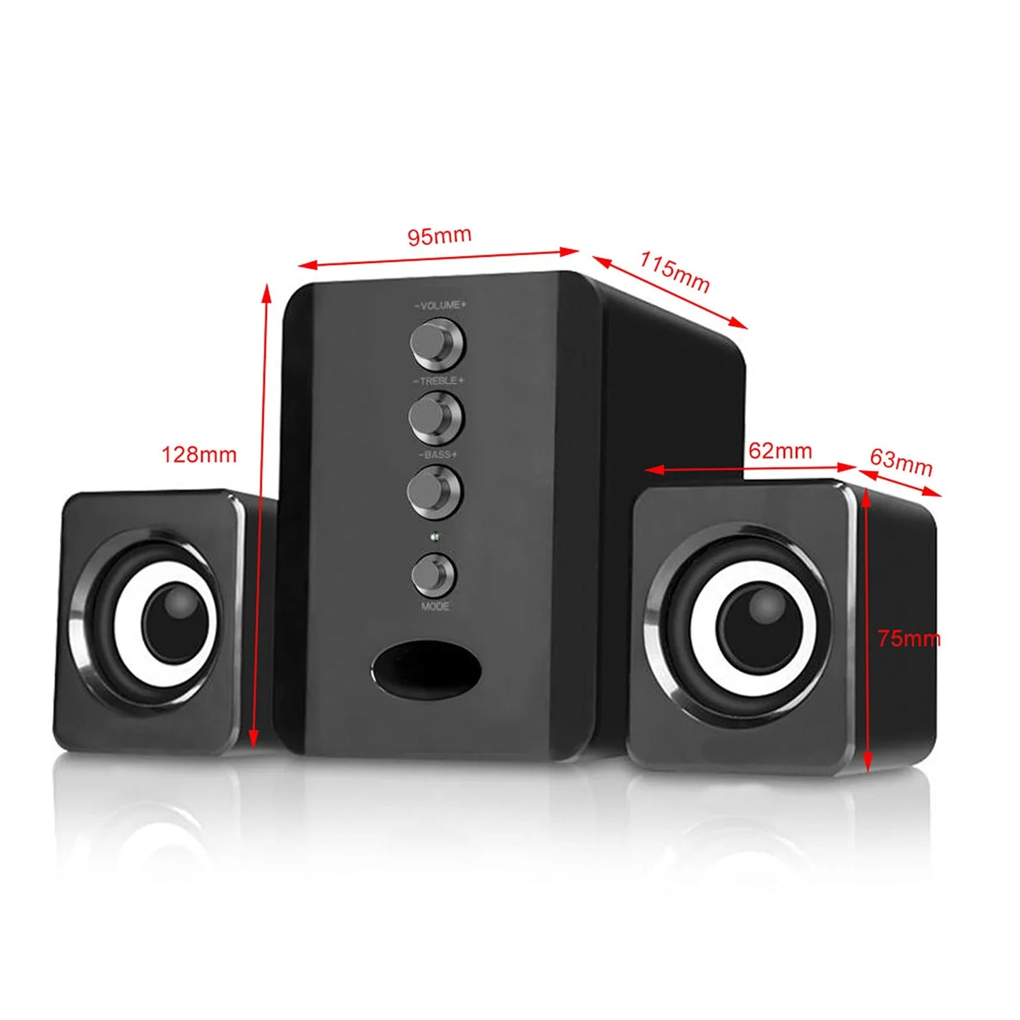 D-202 Wired Computer Speaker – Bass Stereo Subwoofer Sound Box for Desktop, Laptop, Notebook & Tablet