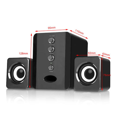 D-202 Wired Computer Speaker – Bass Stereo Subwoofer Sound Box for Desktop, Laptop, Notebook & Tablet