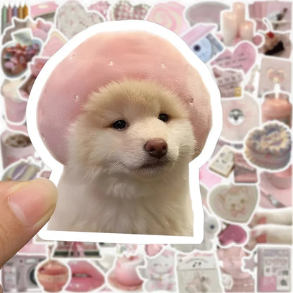 Cute Pink Cartoon Stickers - Aesthetic Decals for Laptop, Phone, Diary, Scrapbook and Kids DIY Crafts