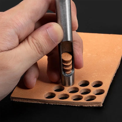6 Piece Leather Hole Punching Tools Set - Hollow Round Puncher for Clothing, Sewing, and Leathercraft Accessories - Drilling Puncher Kit