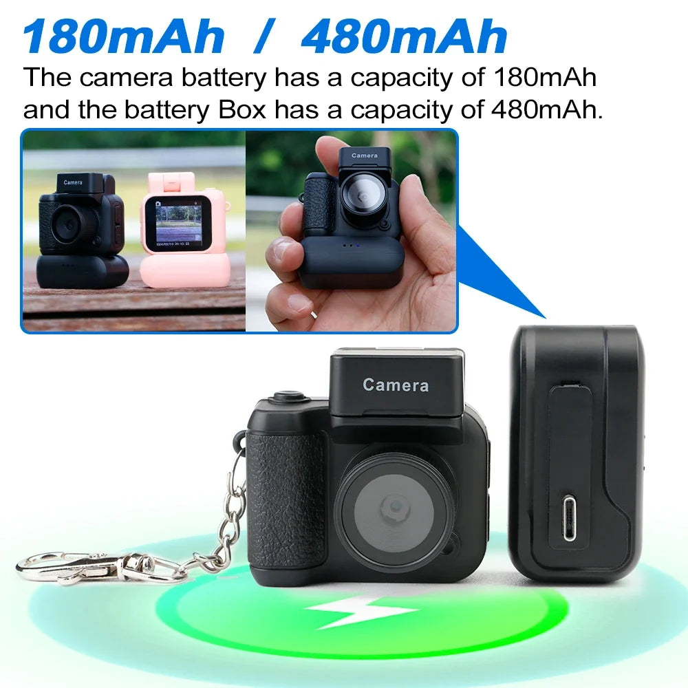 Y4000 Mini HD Camera - 1080P Portable Video Recorder with LCD Screen, Flash Light, Battery Dock & Retro Kids Digital Camera