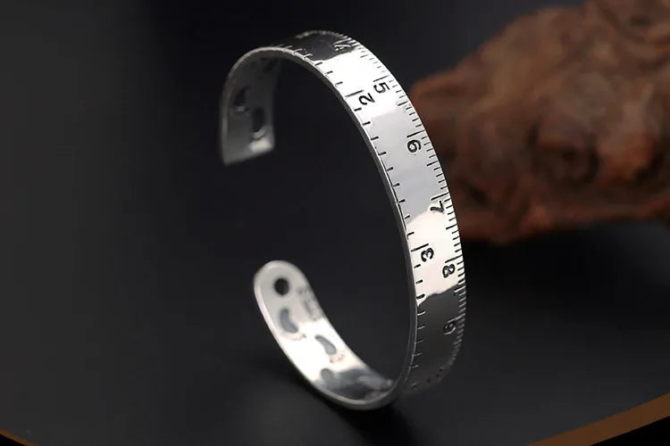 925 Sterling Silver Ruler Bracelet — Creative Footprint Roman Numeral Bangle TYB120