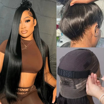 38 Inch 210% Density Bone Straight Lace Front Wig – HD Transparent 13x6 Brazilian Human Hair Wig for Women