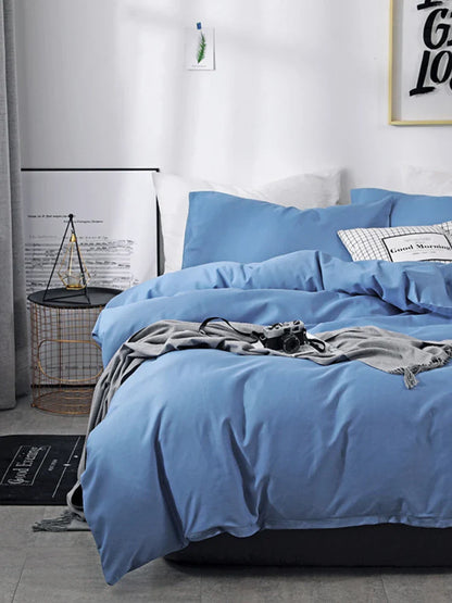 Nordic Solid Color Sanding Duvet Cover Set – 220x240cm Queen King Bedding with Pillowcases (No Sheet)