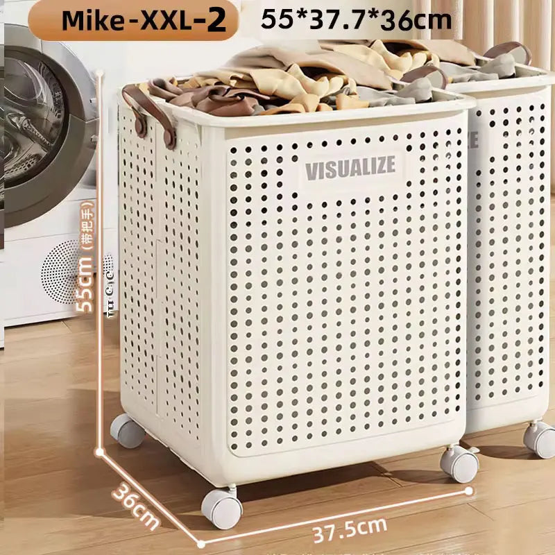 Foldable Laundry Hamper with Wheels — Portable Clothes Basket for Washing & Storage