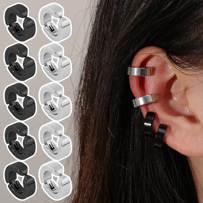 Non-Piercing Hoop Ear Cuff Earrings - Gothic Punk Clip-On Fashion Jewelry for Men & Women