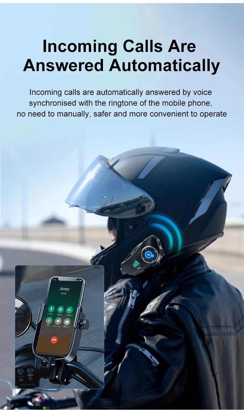 Motorcycle Bluetooth Helmet Headset BT5.3 - HD 1080P Driving Recorder, Wireless Camera & Call Headset with Hard Disk Video Recorder