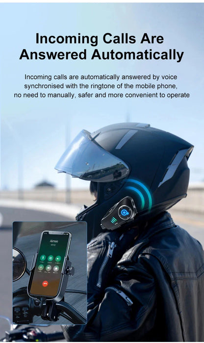 Motorcycle Bluetooth Helmet Headset BT5.3 - HD 1080P Driving Recorder, Wireless Camera & Call Headset with Hard Disk Video Recorder